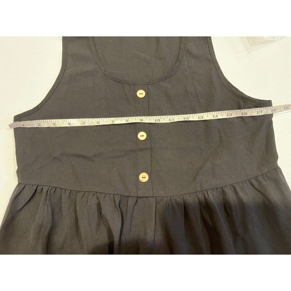 Vintage Womens A Line Tank Dress Front Button Ruffle Hem Sleeveless Black Size S - Picture 6 of 8
